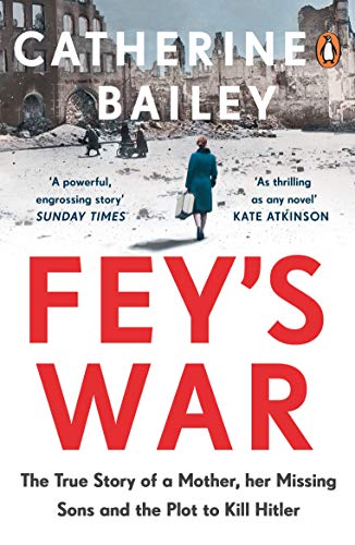 A woman in a blue coat walks through a ruined city on this book cover.