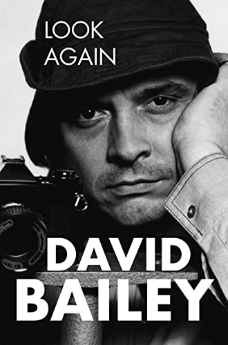 Black and white portrait of David Bailey with a camera, book cover.