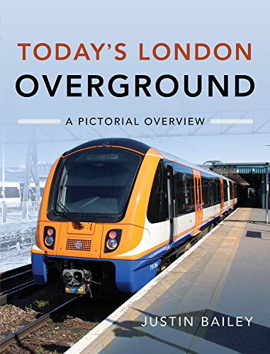 Book cover featuring a bright orange London Overground train at a station.