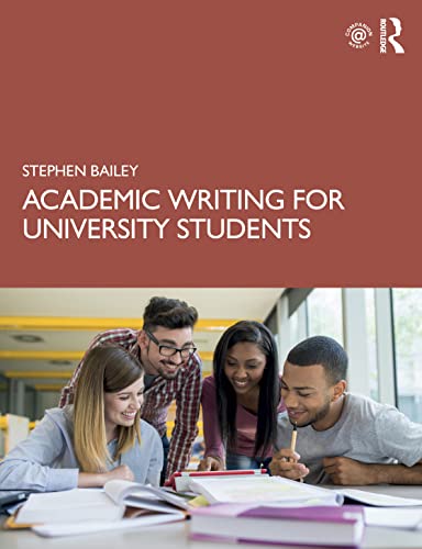 Book cover: “Academic Writing for University Students” with students studying.