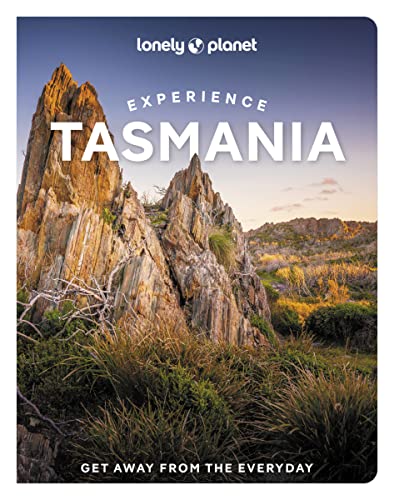 Lonely Planet travel guide cover featuring rugged Tasmanian mountain landscape.