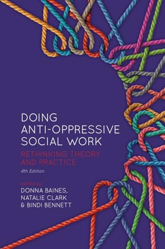 Book cover with colorful ropes and text: "Doing Anti-Oppressive Social Work.