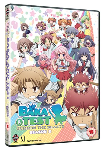DVD cover for Baka and Test Season 2 featuring multiple anime characters against stars.