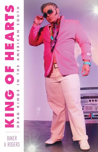 Book cover featuring a drag king in pink suit and sunglasses.