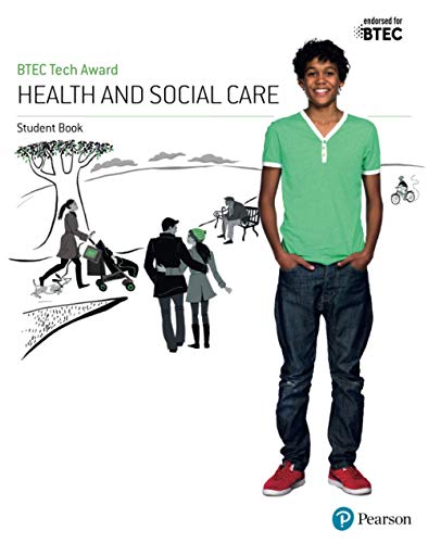 BTEC Health and Social Care student book cover with a young man.