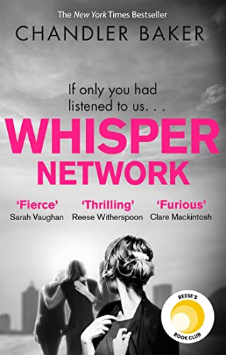 Book cover for "Whisper Network" featuring three women and city skyline.