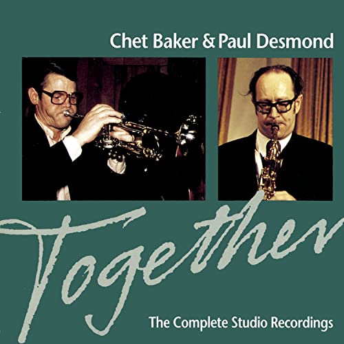 Chet Baker and Paul Desmond playing trumpet and saxophone, album cover.