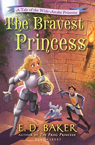 Book cover: princess in armor, boy, and dog before a castle.
