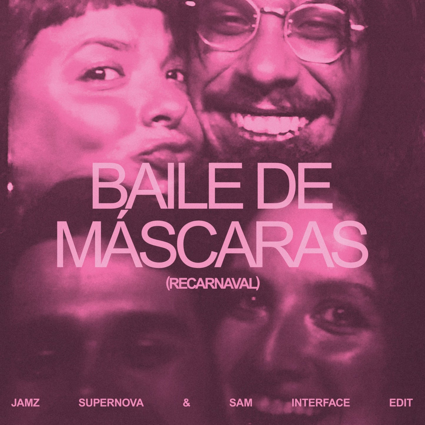 Record cover featuring a close-up of two smiling faces in pink tones.