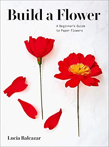 Book cover with red paper flowers and crafting instructions.