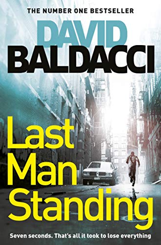Book cover: "Last Man Standing" by David Baldacci, city street scene.