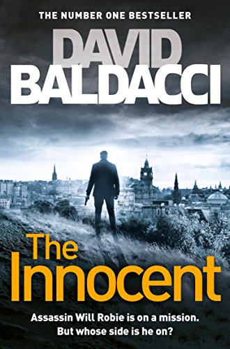 Book cover of The Innocent by David Baldacci showing a man overlooking a city.