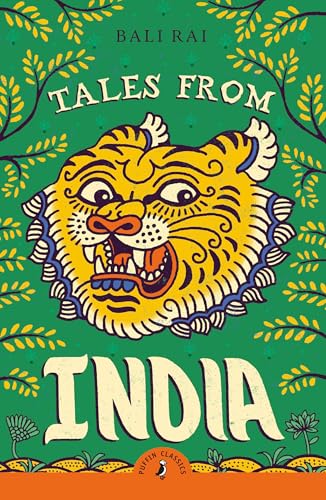 Book cover: "Tales from India" with a tiger illustration and green background.