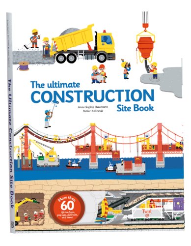 Illustrated book cover showing construction workers, a dump truck, a bridge, and tunnel machinery.