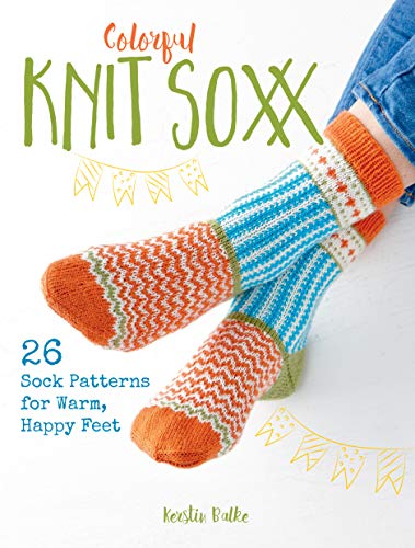 Book cover displaying colorful knitted socks and bunting flags.