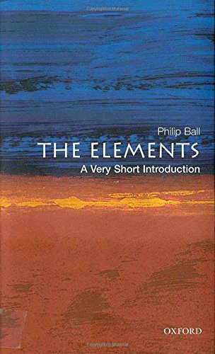 Book cover for The Elements: A Very Short Introduction with abstract blue and orange landscape.