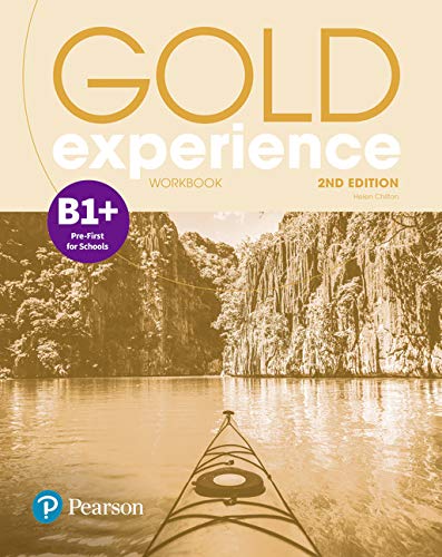 Gold Experience 2nd Edition B1+ Workbook" cover with mountain and kayak image.