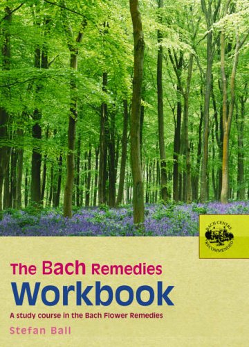 Book cover with a forest scene and title: “The Bach Remedies Workbook.”