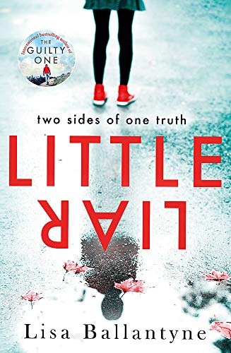 Book cover: "Little Liar" with a blurred figure and red shoes.