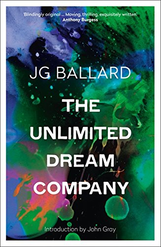 Book cover for The Unlimited Dream Company by JG Ballard with abstract watercolor background.
