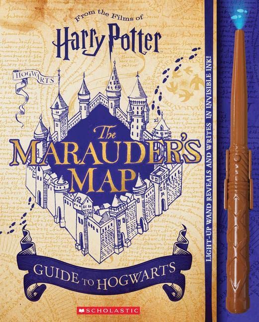 “Harry Potter” Marauder’s Map book and wand set, detailed cover art.