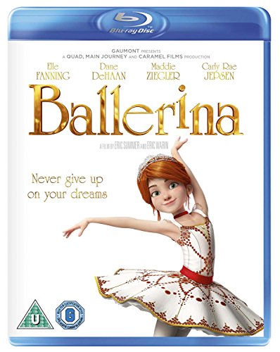 Ballerina" Blu-ray cover featuring a young animated dancer in a red tutu.