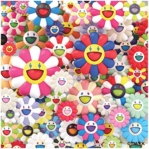 CD cover with a dense pattern of colorful, smiling flower faces.