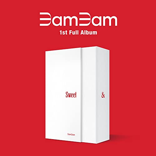 Bambam's "Sour & Sweet" CD album cover with white packaging on red background.