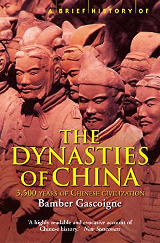 Book cover featuring terracotta warriors with yellow text titled The Dynasties of China.