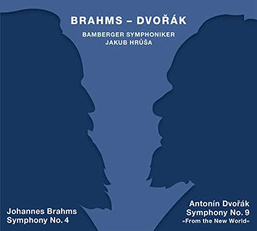 CD cover with silhouetted faces of Brahms and Dvořák in blue tones.