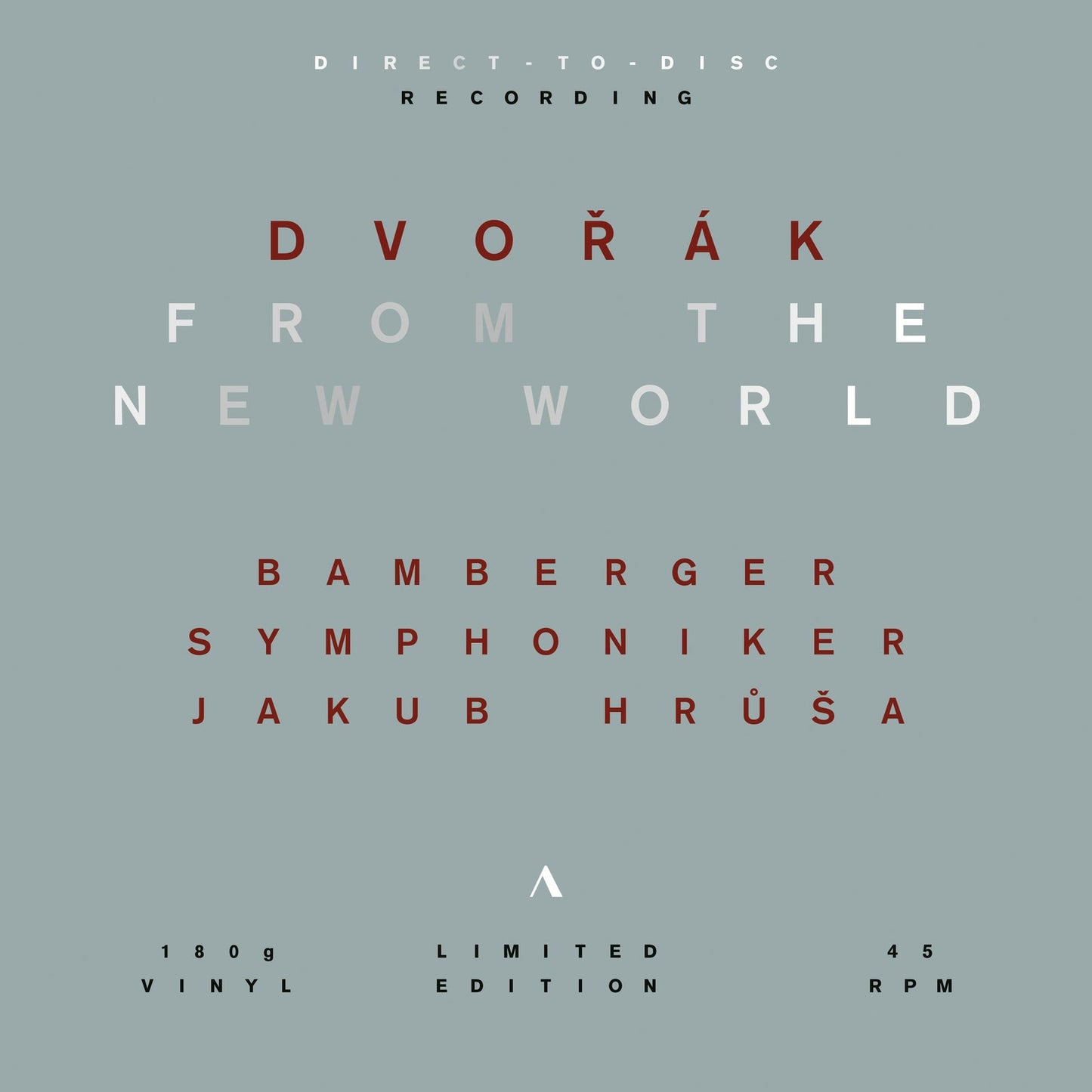 Vinyl cover with Dvořák Symphony No. 9 text, Bamberger Symphoniker, and conductor Jakub Hrůša.