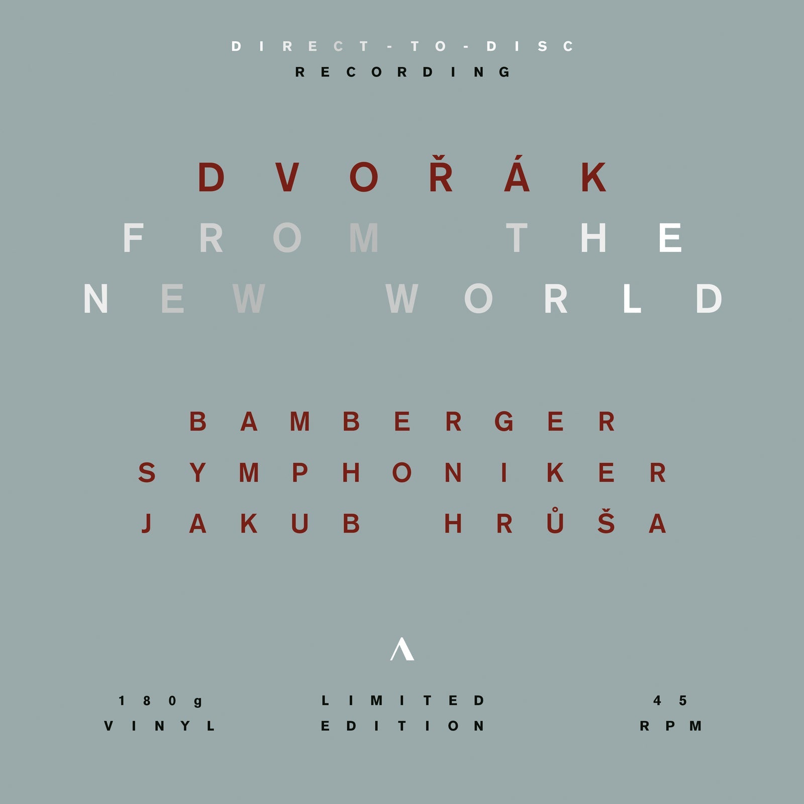 Vinyl cover with Dvořák Symphony No. 9 text, Bamberger Symphoniker, and conductor Jakub Hrůša.