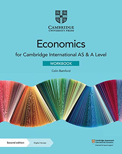 Blue Economics workbook cover with colorful fanned pages and Cambridge University Press logo.
