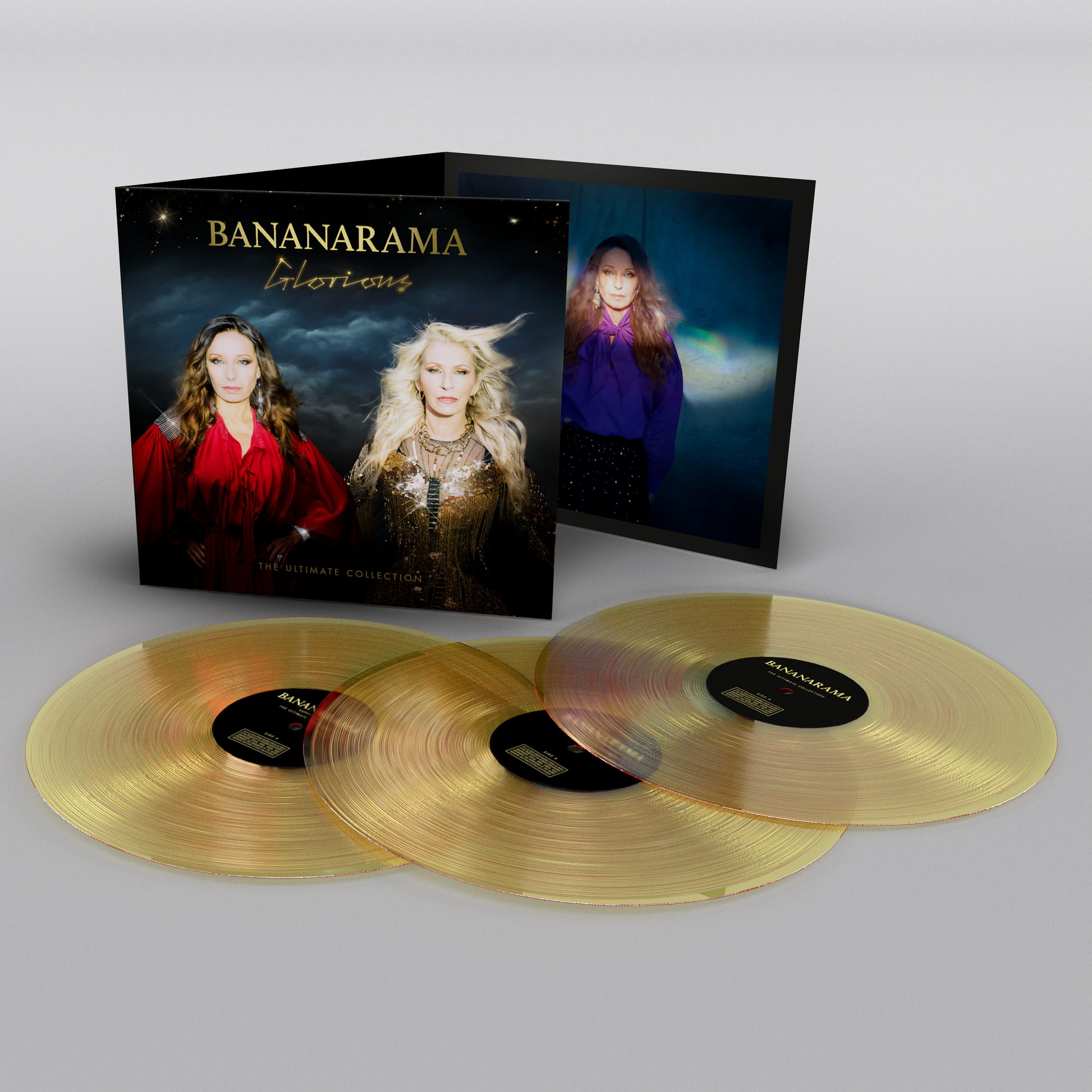 Bananarama “Glorious” double vinyl record and gatefold album cover displayed.