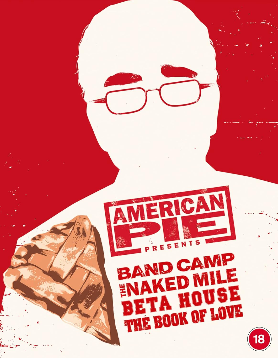 American Pie" Blu-ray cover featuring Stifler and film titles on red background.