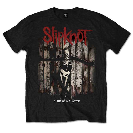 Black Slipknot t-shirt with album art featuring a skeletal figure.