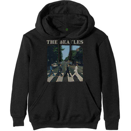 Beatles Abbey Road album cover printed on a medium-sized unisex grey hoodie.