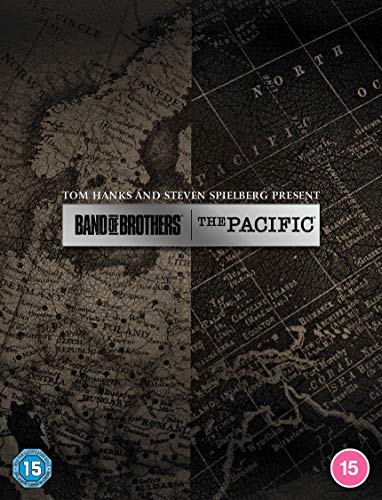 DVD cover for “Band of Brothers” and “The Pacific” with map background.