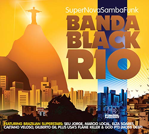 CD cover for Banda Black Rio’s “Super Nova Samba Funk” with Rio de Janeiro imagery.
