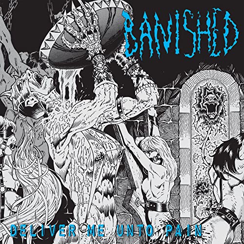 Black and white comicCL illustration of a demonic figure and bound women.