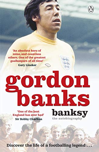 Book cover featuring footballer Gordon Banks, with red text and penguin logo.