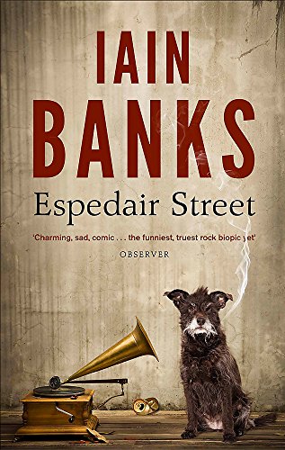 Book cover for Espedair Street by Iain Banks showing a dog and a gramophone.