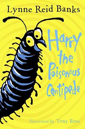 Book cover featuring a cartoon blue centipede with large eyes.