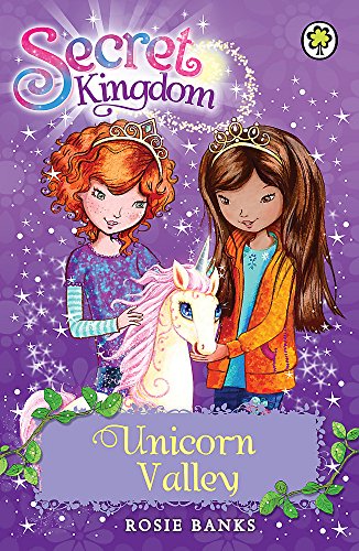 Book cover featuring two girls with a pink unicorn, sparkly background.