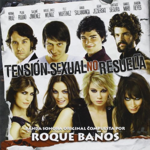 CD cover featuring portraits of nine actors with the title "Tension Sexual No Resuelta".