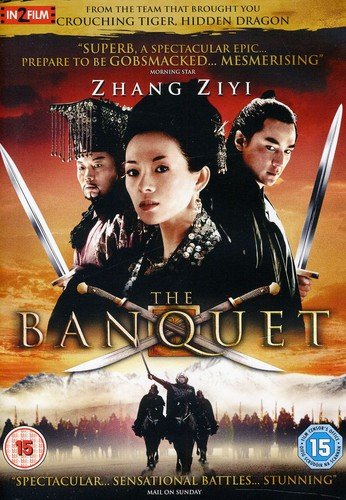 "The Banquet" DVD cover featuring three people and swords against an orange background.