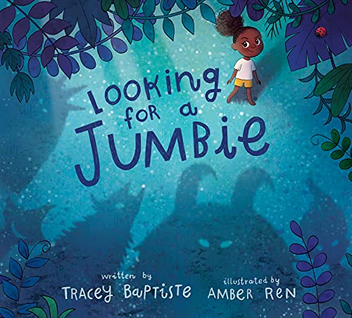 Book cover: girl in blue forest searching for a “Jumbie.”