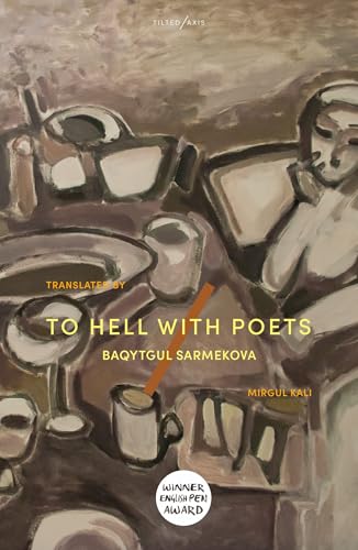 Book cover: “To Hell With Poets” with abstract painting and portrait.