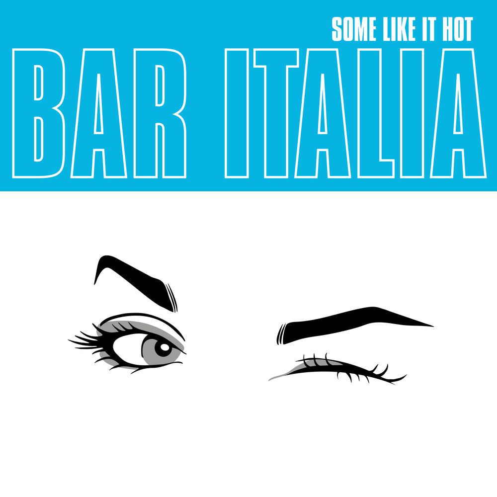Bar Italia album cover: bold text and stylized illustration of eyes.