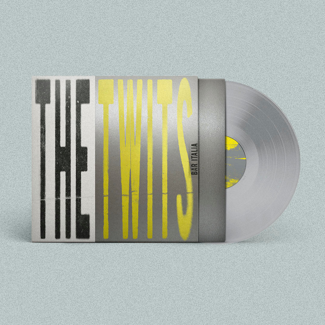 Silver vinyl LP of Bar Italia’s “The Twits” with bold cover art.